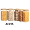 Set de 5 recipiente pătrate din sticlă borosilicată, cu capace bambus Koken, depozitare alimente - 5 Recipiente 1.6 L