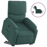 Cumpara ieftin Fotoliu electric rabatabil cu ridicare, verde inchis, textil