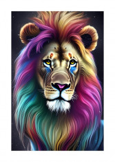 Sticker decorativ, Leu, Multicolor, 85 cm, 6389ST foto
