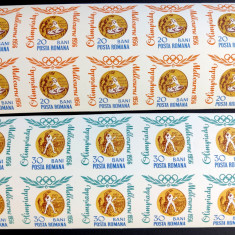 ROMANIA 1964 - Medalii Olimpice - LP 596a - straif - bloc de 10 MNH + EROARE***