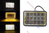 Far de Lucru LED cu DRL Neon, Proiector Auto H4, Faza Scurta/Lunga, IP68, Rezistent la Socuri