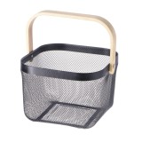 Cumpara ieftin Cos depozitare metal negru lemn natur 25 x 24.5 x 17,5 cm