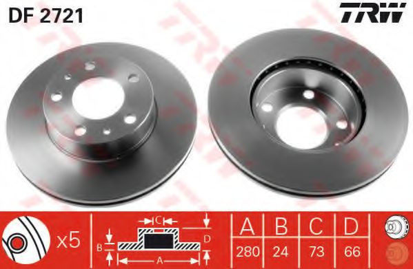 Disc frana FIAT DUCATO caroserie (230L) (1994 - 2002) TRW DF2721