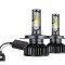 Комплект 2 LED крушки COB H4, 100 W, Студено бяла светлина, 12 000 лумена, SOCLU H4 2 фази