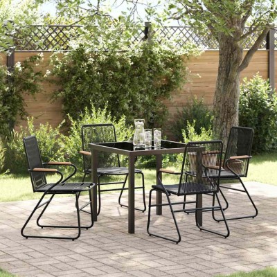 vidaXL Set de masă pentru grădină 5 pcs Negru Rattan PVC 3379171 foto