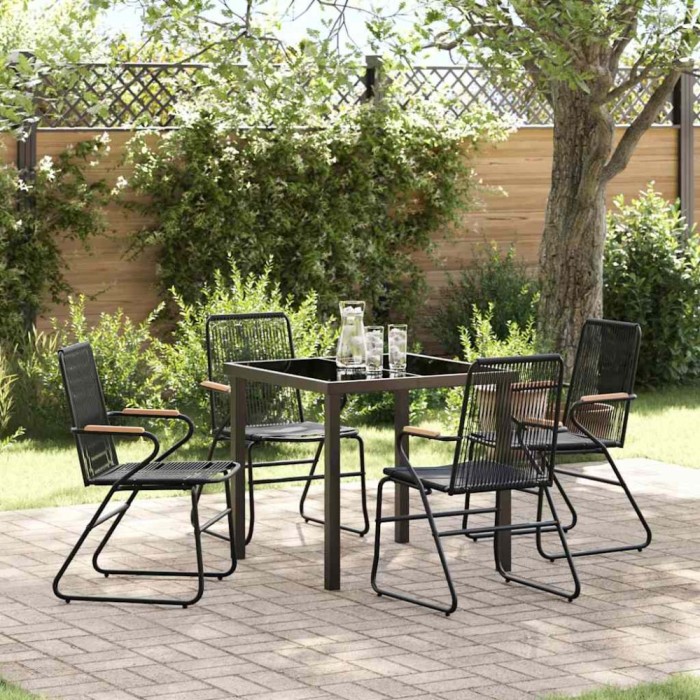 vidaXL Set de masă pentru grădină 5 pcs Negru Rattan PVC 3379171