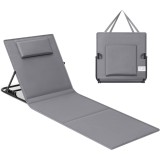 Sezlong pliabil de plaja SONGMICS, cu tetiera si spatar reglabil, gri