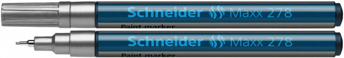 Marker Cu Vopsea Schneider Maxx 278, Varf Rotund 0.8mm - Argintiu