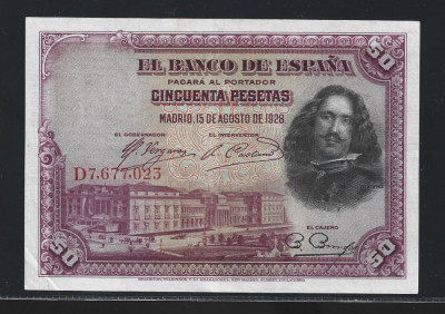 SPANIA - 50 Pesetas 15 August 1928-P-75 -UNC foto