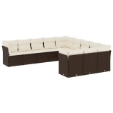 Cumpara ieftin Set canapele de gradina cu perne, 11 piese, maro, poliratan