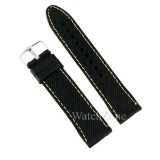 Curea Ceas Silicon Negru Cusatura Galbena 22mm WZ1939, Time Veranda