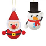 Set Creații Artistice de Crăciun, Moș Crăciun și Om de Zăpadă, Multicolor, Pompon, Decorațiuni Festive, Oem