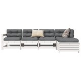 VidaXL Set canapea de grădină, 5 piese, alb, lemn masiv de pin 3250845