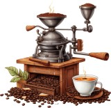 Cumpara ieftin Sticker decorativ, Rasnita de Cafea, Maro, 61 cm, 8503ST-8, Oem