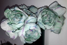 Buchet flori artificiale - Ranunculus 5 fire turquoise pal , inal?ime 27 cm foto