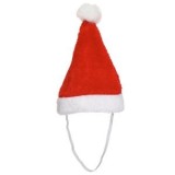 Căciulă de Crăciun pentru C&acirc;ini, 19 cm, Roșu cu Pompon Alb, CMCLASS