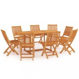 Cumpara ieftin Set mobilier de grădină, 9 piese, lemn masiv de tec