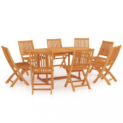 vidaXL Set mobilier de grădină, 9 piese, lemn masiv de tec foto
