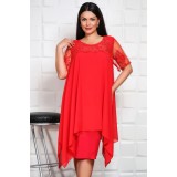 Rochie cu broderie Prima Rosu - 52Marimea