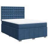 Cumpara ieftin Pat continental cu saltea, albastru, 160x200cm, material textil