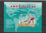 ROMANIA 1986 LP 1159 EXPOZITIA FILATELICA AMERIPEX 86 COLITA DANTELATA MNH