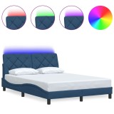 Cumpara ieftin Cadru de pat cu LED fara saltea Albastru 140x200 cm tesatura