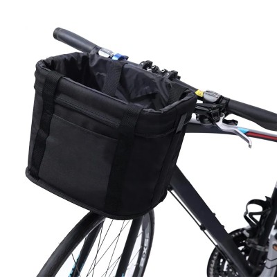 Cos bicicleta fata 34x24x25 cm, aluminiu si material textil, sistem click, cu husa ploaie, negru Household NewTrend foto