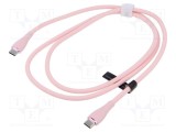Cablu USB 2.0 USB C VENTION 1m roz mufă nichelată