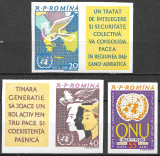 ROM&Acirc;NIA 1961 - LP 532 A - ORGANIZAȚIA NAȚIUNILOR UNITE - SERIE NEDANTELATĂ MNH
