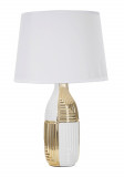 Lampa de masa, Glam Line, Mauro Ferretti, 1 x E27, 40W, &Oslash;33 x 54 cm, ceramica/fier/textil, alb/auriu