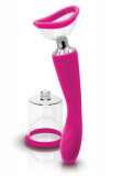 Pompa si Vibrator 2 Capete de Schimb 7 Moduri Vibratii Silicon USB Roz