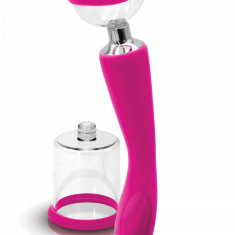 Pompa si Vibrator 2 Capete de Schimb 7 Moduri Vibratii Silicon USB Roz