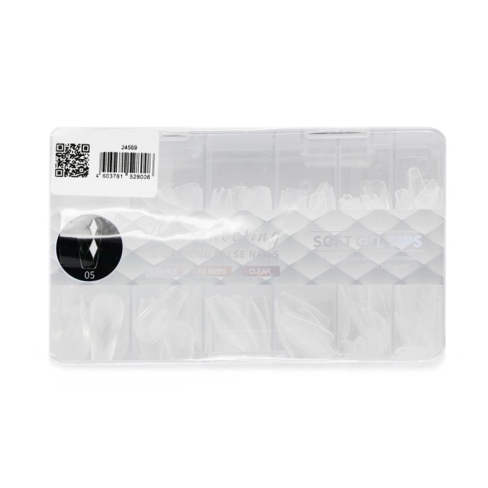 Tipsuri de gel &bdquo;Diamante 3D&rdquo;, pătrat conic, 05, 120 buc, 12 dimensiuni
