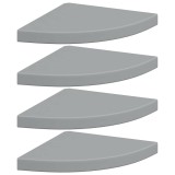 Cumpara ieftin Rafturi coltar de perete, 4 buc., gri, 35 x 35 x 3,8 cm, MDF
