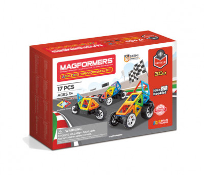 Set magnetic de construit- Magformers Vehicule, 17 piese foto