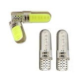 Set 2 x becuri auto T10, COB, 5W, Canbus, alb / albastru, 12LED, Universal