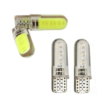 Set 2 x becuri auto T10, COB, 5W, Canbus, alb / albastru, 12LED foto