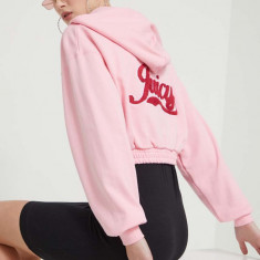 Juicy Couture bluza femei, culoarea roz, cu glugă, cu imprimeu