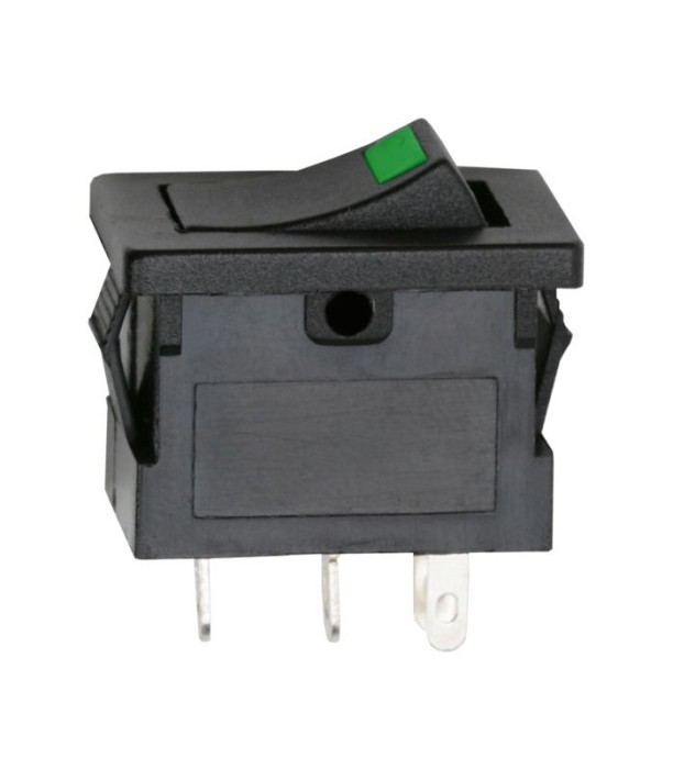 Interupator basculant 1 circuit 3 pini OFF-ON LED verde 12V 15A cu retinere