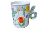 CANA DIN PORTELAN BOHEMIA CU MODEL FLORI DE PRIMAVARA