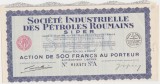 Actiune Societatea de petrol romanesc SIPER cu cupoane 1943, Romania 1900 - 1950