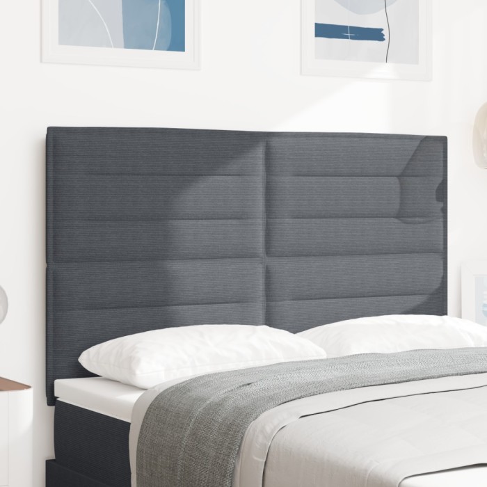 vidaXL Tăblie de pat design simplu, gri &icirc;nchis, 160 cm catifea raiată