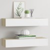 VidaXL Dulapuri de perete cu sertar 2 buc stejar/alb 60x23,5x10 cm MDF