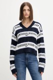 Tommy Jeans pulover de bumbac culoarea bleumarin, DW0DW21682