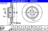Disc frana ATE 24.0122-0311.1 Toyota Yaris, Yaris Vios Limuzina, Yaris Hatchback