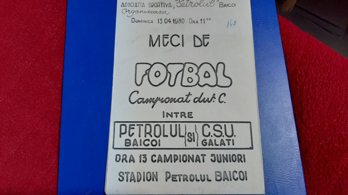 program Petrolul Baicoi - CSU Galati