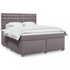 VidaXL Pat box spring cu saltea, gri, 180x200 cm, piele ecologică