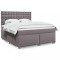 vidaXL Pat box spring cu saltea, gri, 180x200 cm, piele ecologică