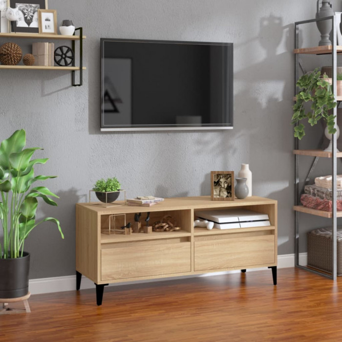 Comodă TV, stejar sonoma, 100x34,5x44,5 cm, lemn prelucrat