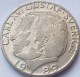 1 Krona / Coroana 1989 Suedia, Carl XVI Gustaf, km#852a, Europa